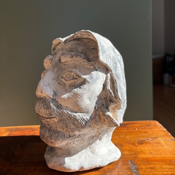 Handmade Ceramic Bearded Man Head Vase - Picture 2 of 7